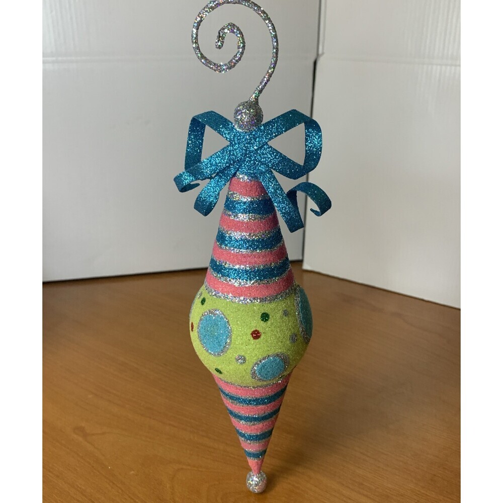 Raz Imports Multicolored Flocked Finial Christmas Ornament